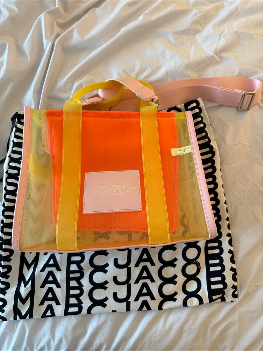 Marc Jacobs Yellow Transparent Tote with Pink Strap - Picture 2 of 4